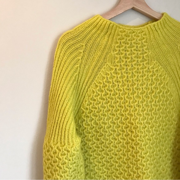 Anthropologie neon yellow oversized knit sweater - Picture 2 of 11